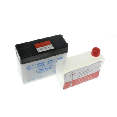 SOTEX-Batterie mit Deckel - 6V 4,5 Ah - 6N4,5-1D - inkl. Batteriesäure - Vogelserie