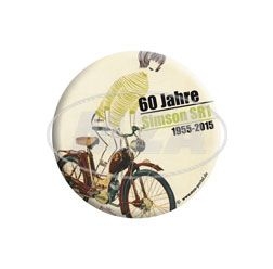 Blechbutton Ø59mm - 60 Jahre SR1 - mit Schutzüberzug und Bogennadel, 4-farbig