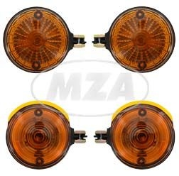SET Vordere + hintere Blinkleuchten - Lichtaustritt: Orange - Blinkeraufnahme Ø10 mm