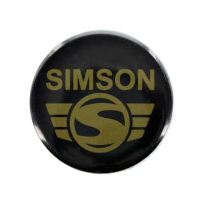 Blechbutton Ø25mm - mit Schutzüberzug und Bogennadel, Motiv: SIMSON modern