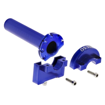 Schnellgasgriff, CNC, Alu, blau - universell passend für Ø22mm-Lenkerrohr - Gewinde: M10x1