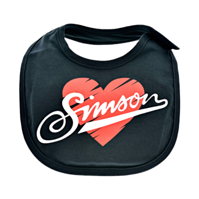 Kinderlätzchen, Farbe: schwarz, Größe: 25x35 cm - Motiv: SIMSON - 100% Baumwolle