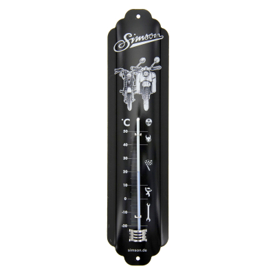 Thermometer, schwarz/weiß, 6,5x28 cm, Motiv: SIMSON
