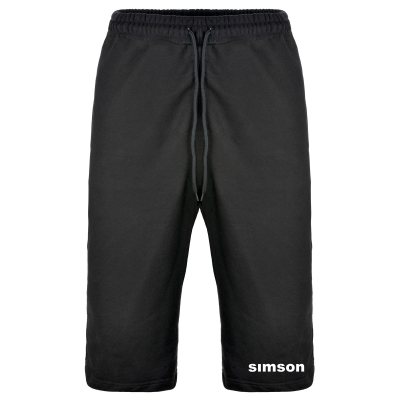 Sweathose kurz im 3/4 Stil, Farbe schwarz, Größe: XS, Motiv: SIMSON