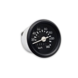 Tachometer mit Beleuchtung und Blinkkontrollleuchte grün - mit Ring in Schwarz - ø 60 mm - 140 km/h - S51, S53, S70