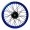 1,6 x 16" Speichenrad f. Scheibenbremse, Alufelge Blau, Nabe Schwarz, Edelstahlspeichen verstärkt Schwarz