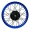 1,6 x 16" Speichenrad f. Trommelbremse, Alufelge Blau, Nabe Schwarz, Edelstahlspeichen verstärkt schwarz