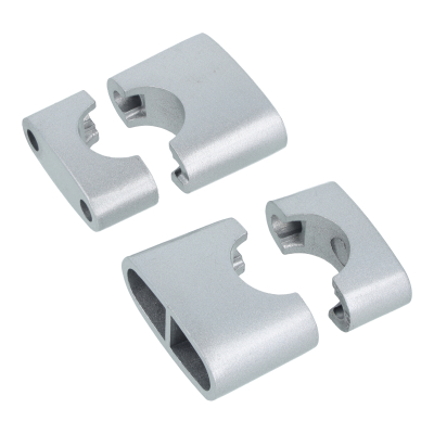 SET Befestigungssatz Lenker, unteres und oberes Klemmstück, silber matt - S50, S51, S53N, S70