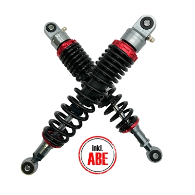 NEW Performance Federbeine Set S50, S51, S70 Enduro Stoßdämpfer Set (2 Stk.) 360mm Rot-Titan-Schwarz