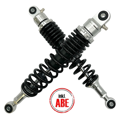 NEW Performance Federbeine Set S50, S51, S70 Enduro Stoßdämpfer Set (2 Stk.) 360mm Silber Schwarz