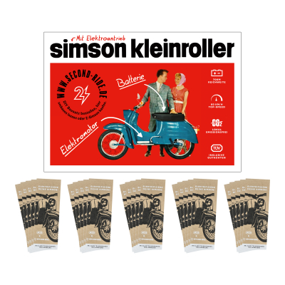 Werbepaket Second Ride Elektro-Umrüstsatz, 1x Plakat + 25x Flyer