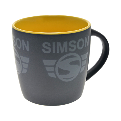 Tasse, Farbe: matt schwarz, gelb - Motiv: "SIMSON"