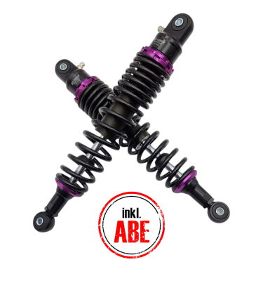 NEW Performance Federbeine Set S50, S51, S70 Enduro Stoßdämpfer Set (2 Stk.) 360mm Lila-Schwarz