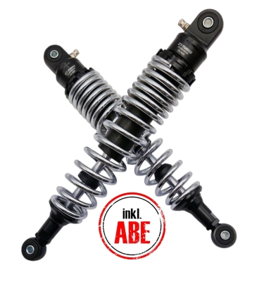 NEW Performance Federbeine Set S50, S51, S70 Enduro Stoßdämpfer Set (2 Stk.) 360mm Schwarz-Chrom