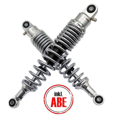 NEW Performance Federbeine Set S50, S51, S70 Enduro Stoßdämpfer Set (2 Stk.) 360mm Silber-Chrom