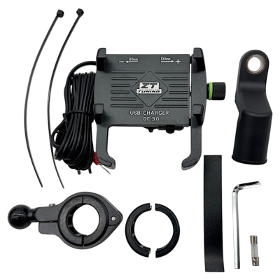 CNC Handyhalter mit USB-Ladefunktionf. Smartphone Schwarz