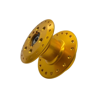 Vorderradnabe f. Scheibenbremse - Gold Eloxiert- kompl. mit Lager und Schrauben - S51, S53